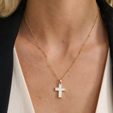 Cross Pearl 18K Gold Plated Necklace