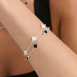 Clover Sterling Silver Plated Bracelet in White
