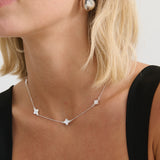 Clover Sterling Silver Plated Necklace in White