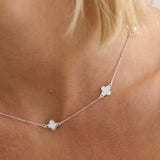 Clover Sterling Silver Plated Necklace in White