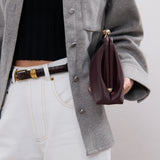 Lesley Skinny Genuine Leather Belt in Wine