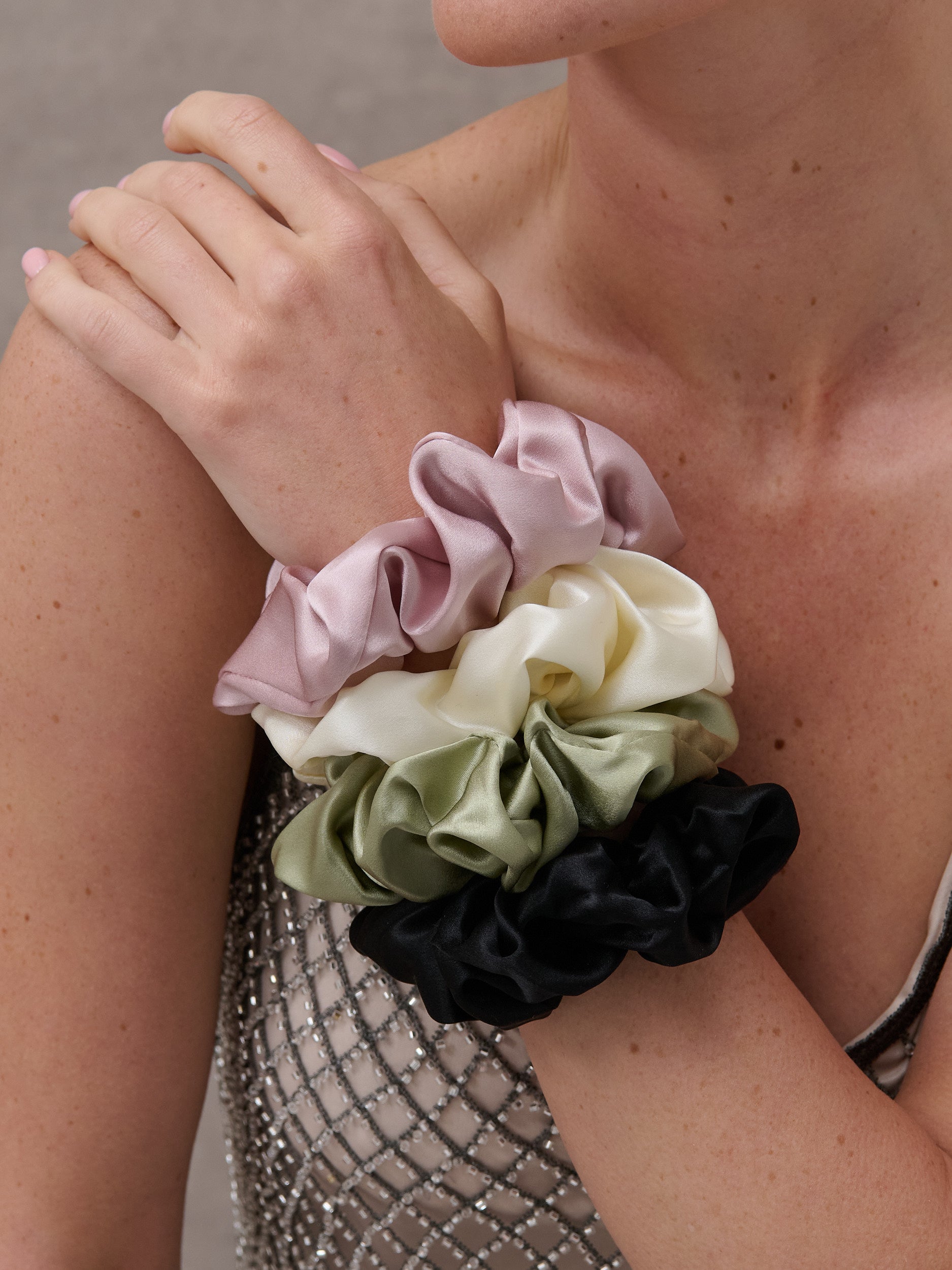 Lustre & Sage Silk Scrunchie in Sage