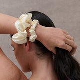 Lustre & Sage Silk Scrunchie in Cream