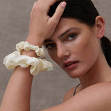 Lustre & Sage Silk Scrunchie in Cream