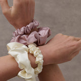 Lustre & Sage Silk Scrunchie in Cream