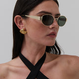 L&S Round Metal Oval Sunglasses in Green
