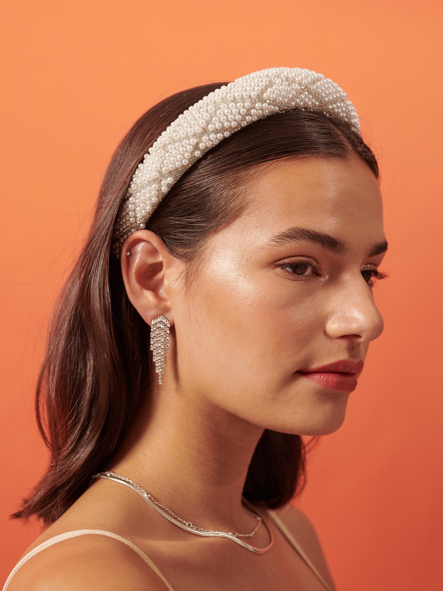 Diamond Pearl Beads Statement Headband