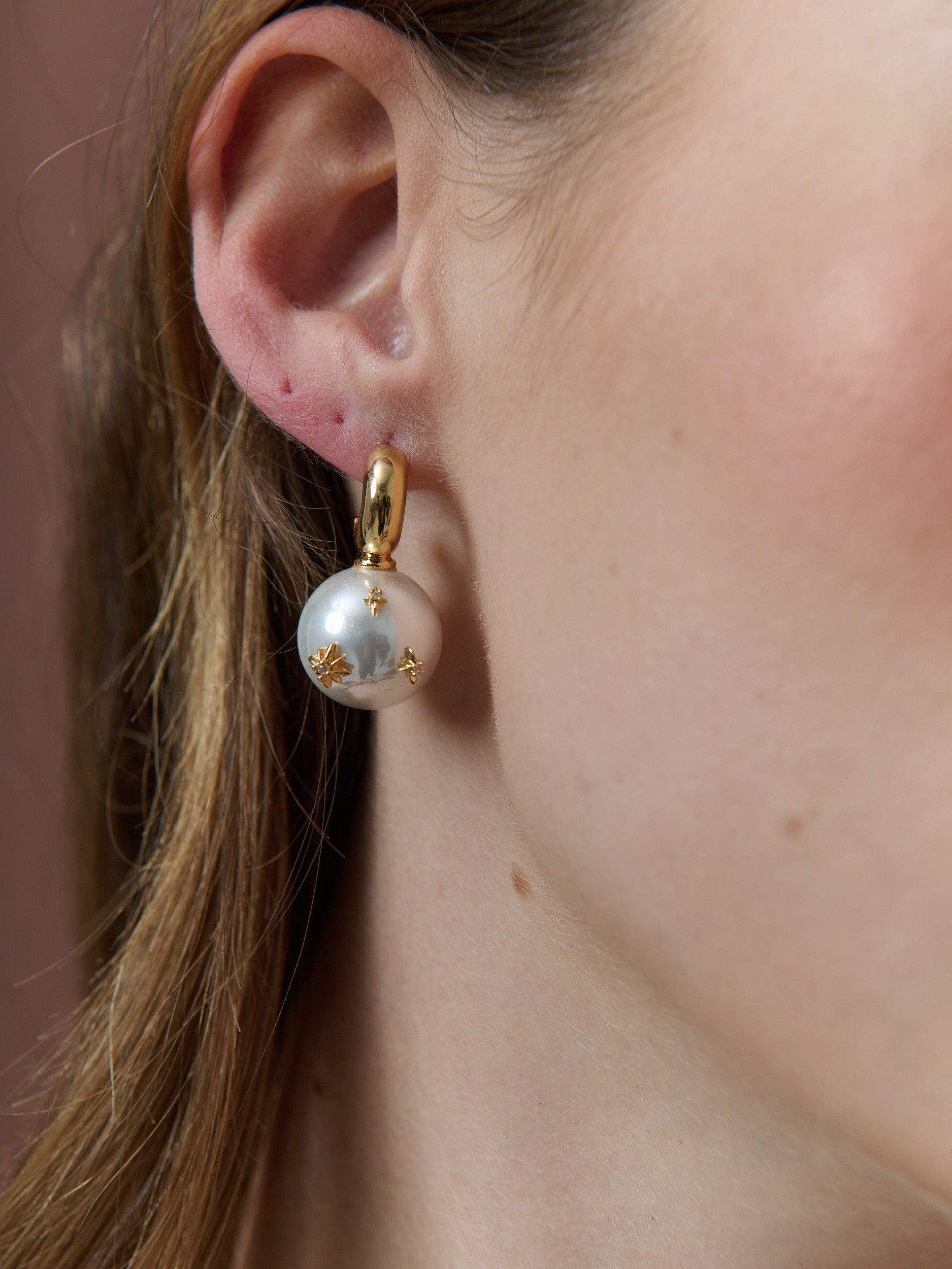Layla Pearl Ball 18K Gold Plated Earrings