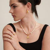 Trio Pearl Layered 18K Gold Plated Earrings