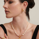 Trio Pearl Layered 18K Gold Plated Earrings