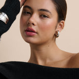 Bold Macaroni Loop Sterling Silver Plated Earrings
