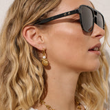 Eyelet Aviator Sunglasses in Black