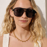 Eyelet Aviator Sunglasses in Black