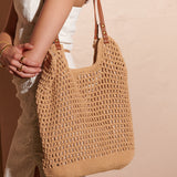 [Euro Summer] Cotton Crochet Summer Tote Bag in Tan