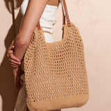 [Euro Summer] Cotton Crochet Summer Tote Bag in Tan