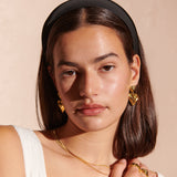 Satin Plain Padded Headband in Black / Brown