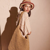 Alana Striped Straw Bucket Hat