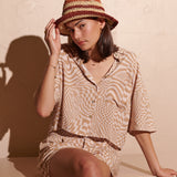 Alana Striped Straw Bucket Hat