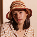 Alana Striped Straw Bucket Hat