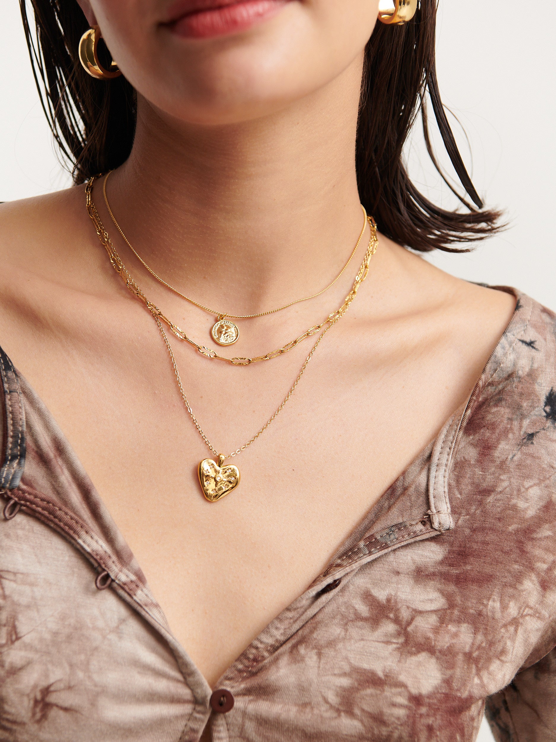 Heart Stone 18K Gold Plated Necklace
