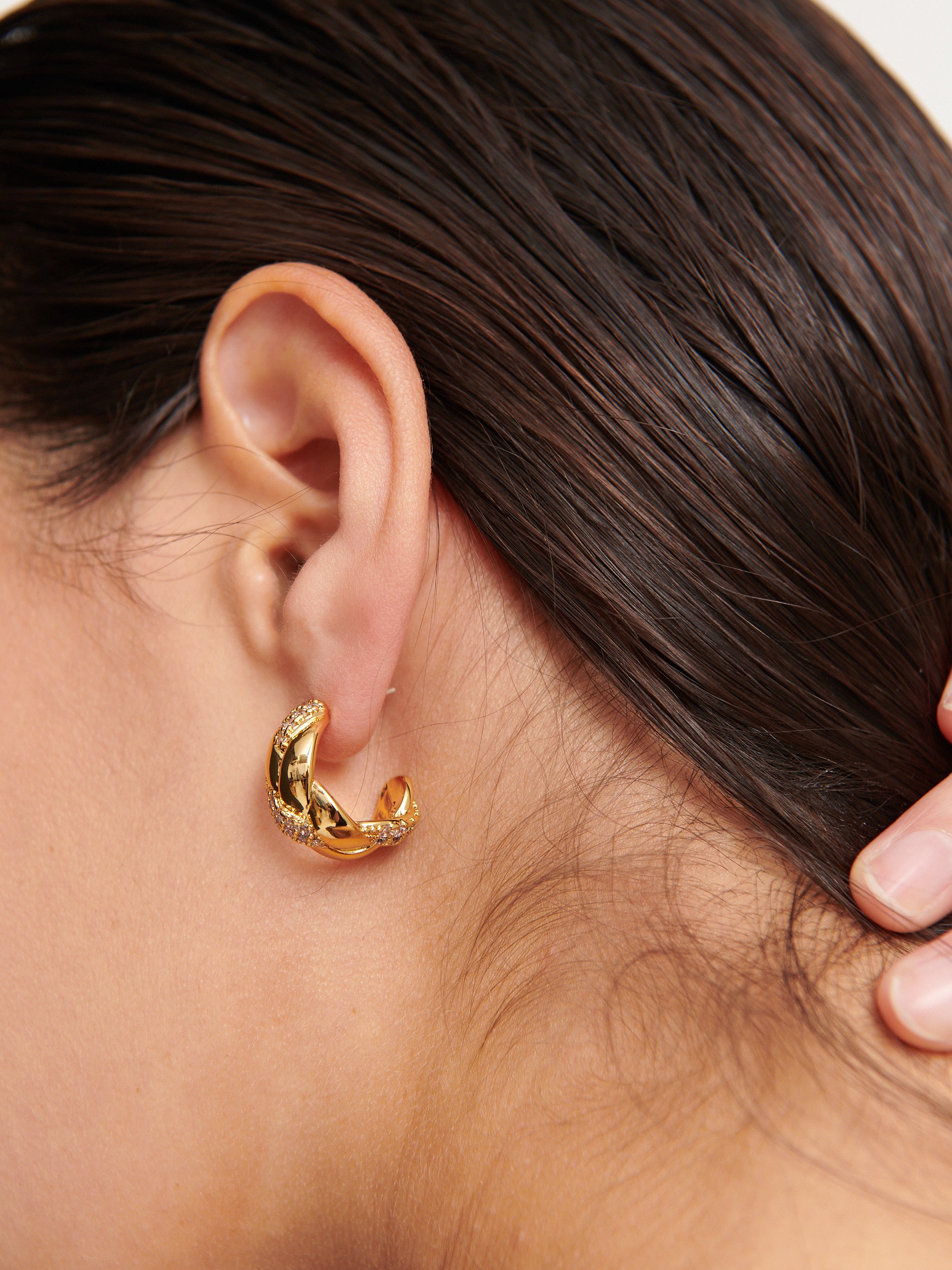 Embellished Braid Gold Plated Earrings