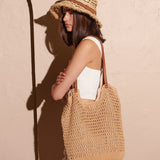 [Euro Summer] Cotton Crochet Summer Tote Bag in Tan