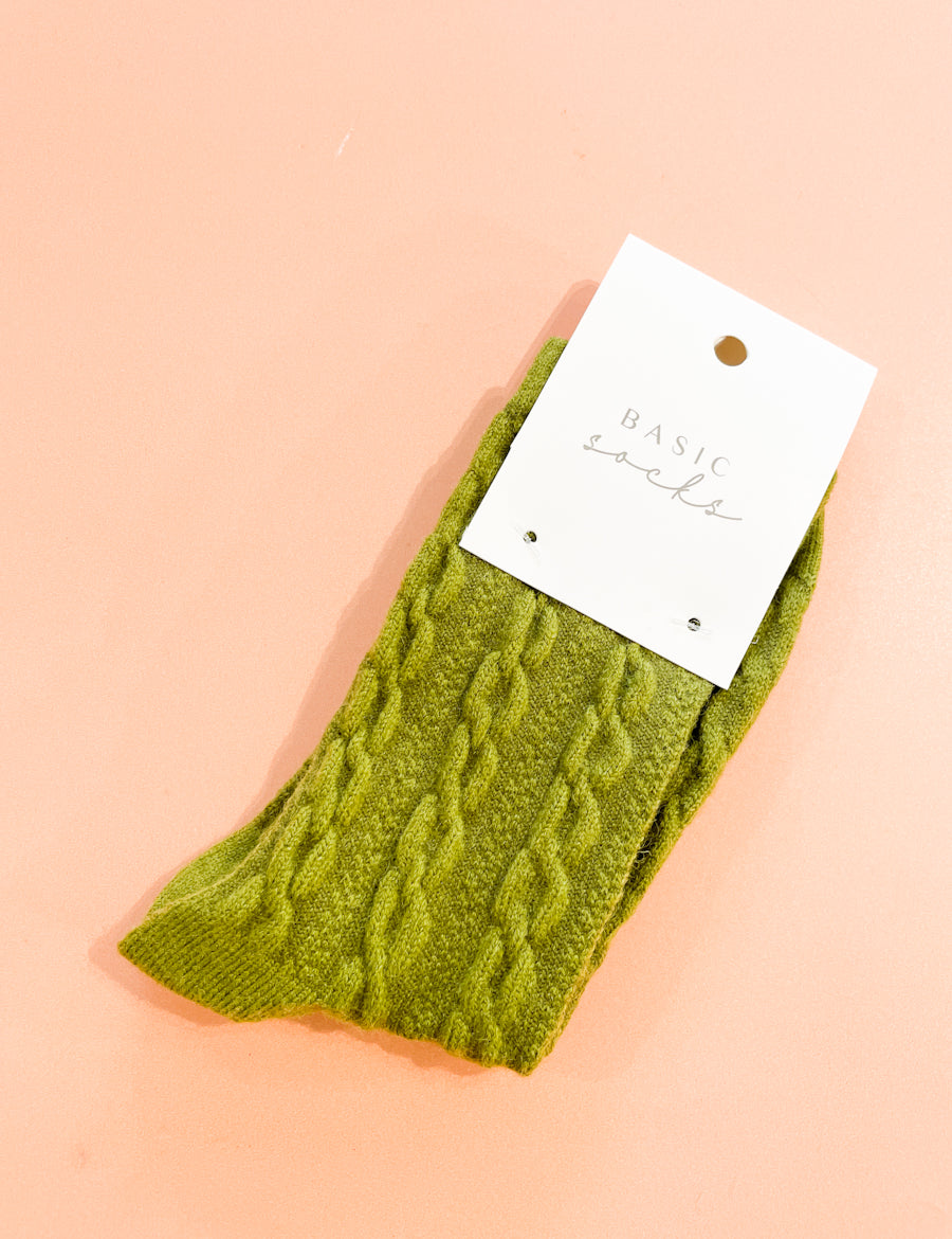 Winter Cable Woolen Crew Socks