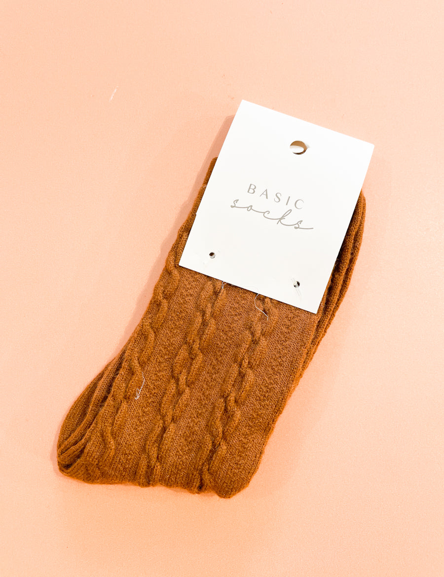 Winter Cable Woolen Crew Socks