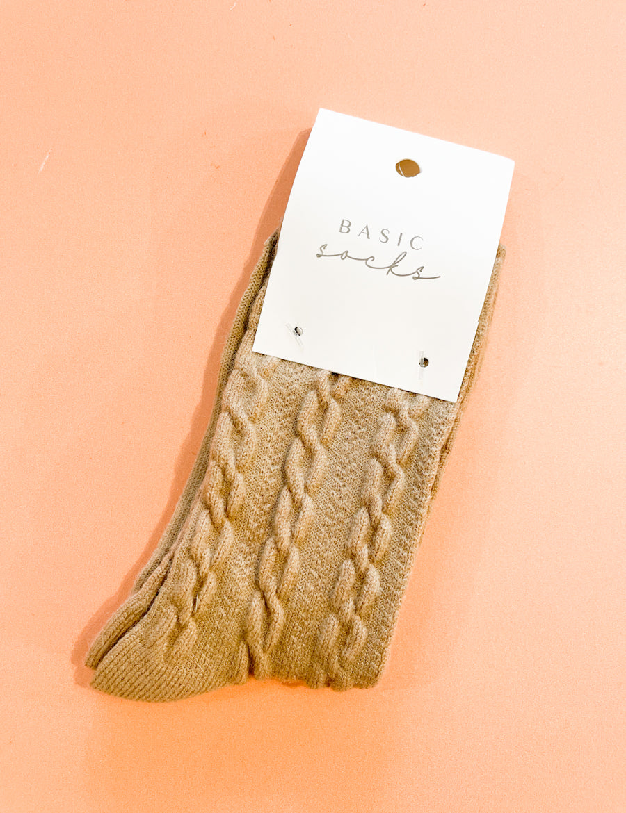 Winter Cable Woolen Crew Socks