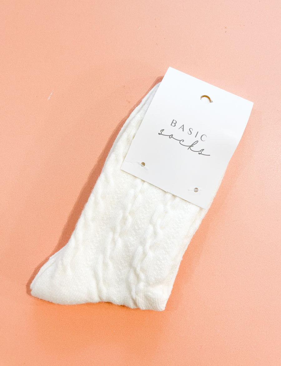 Winter Cable Woolen Crew Socks