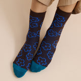 Jacquard Flower Winter Crew Socks