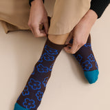 Jacquard Flower Winter Crew Socks