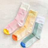 Colour Block Rib Crew Socks (3col)