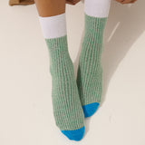 Colour Block Rib Crew Socks (3col)