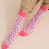 [Sale] Pinstripe Block Crew Socks (2col)