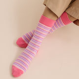 [Sale] Pinstripe Block Crew Socks (2col)