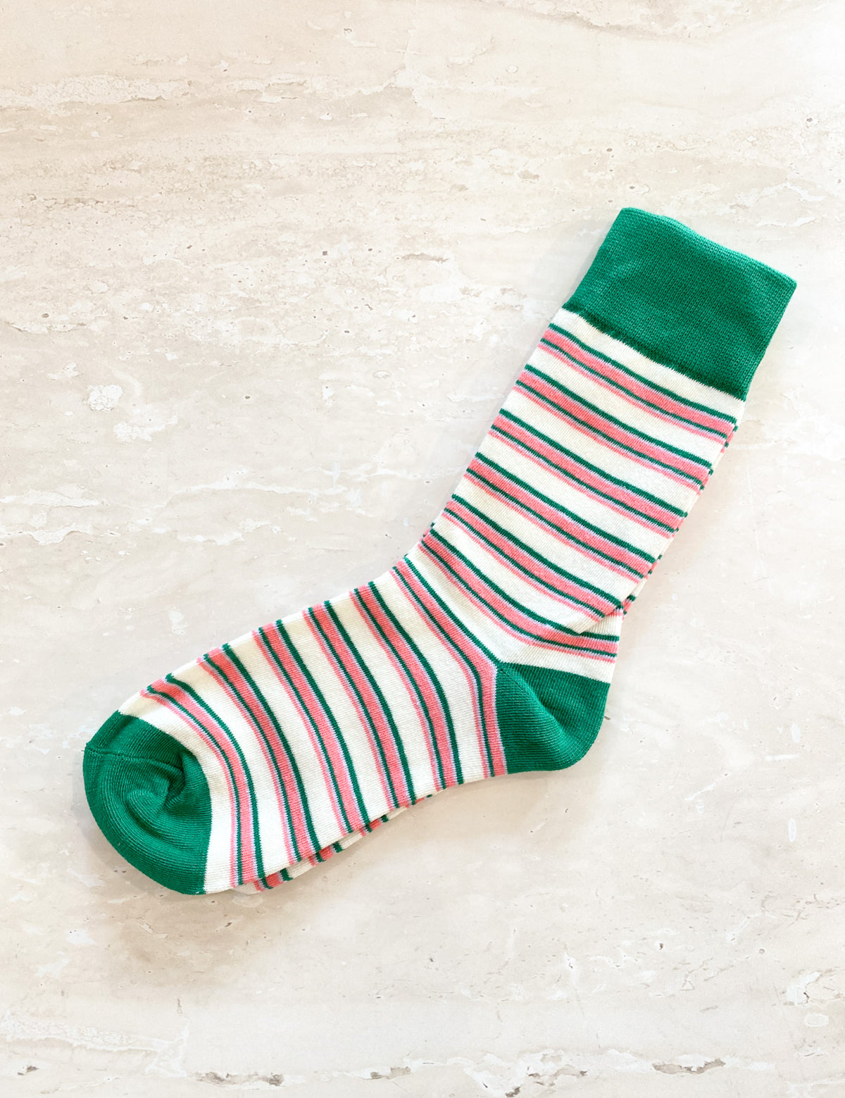 [Sale] Pinstripe Block Crew Socks (2col)
