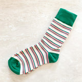 [Sale] Pinstripe Block Crew Socks (2col)