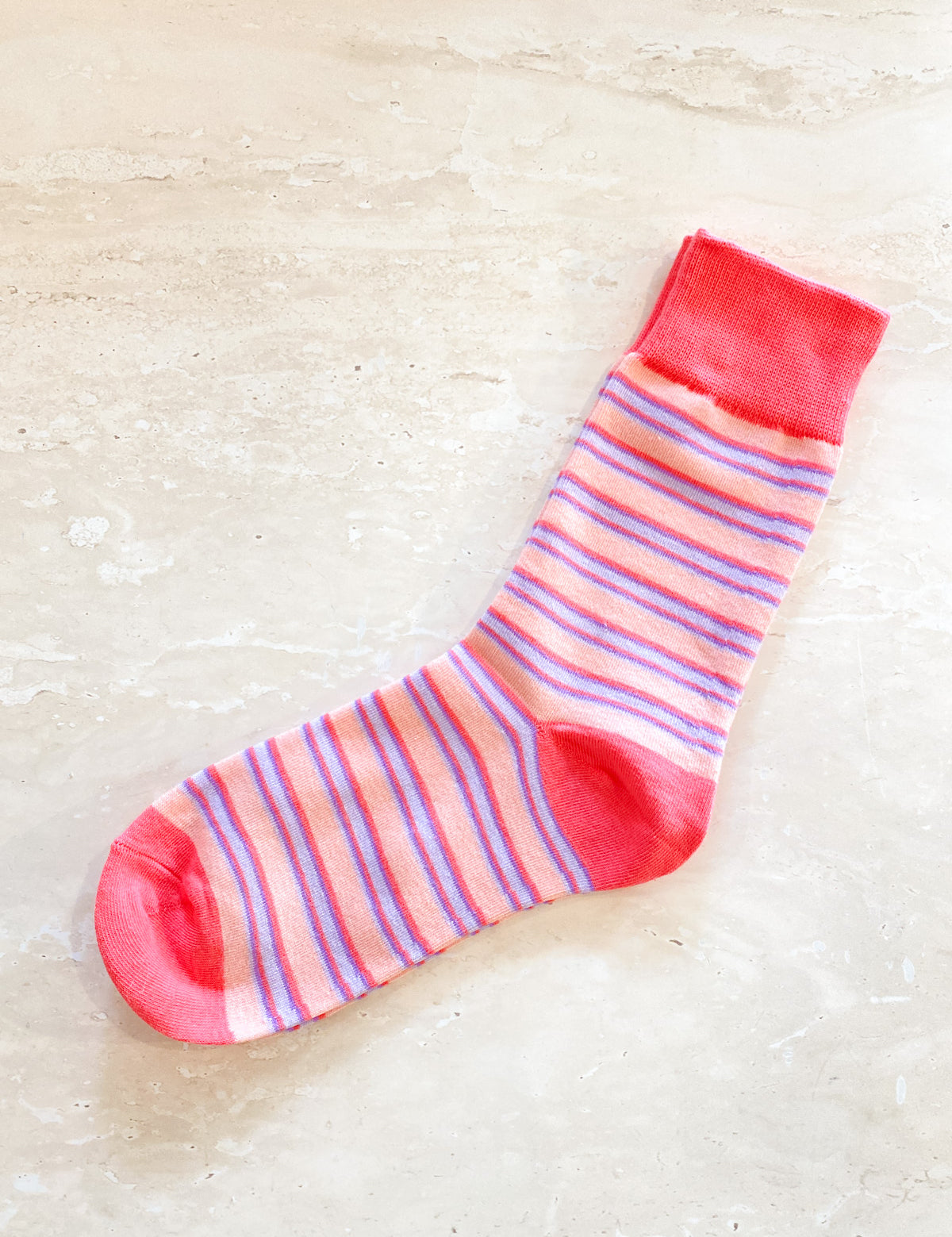 [Sale] Pinstripe Block Crew Socks (2col)