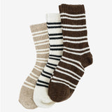 Latte Striped Ribbed Socks