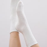 Hommy Frill Wool Crew Socks in White