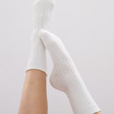 Hommy Frill Wool Crew Socks in White