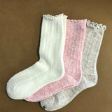 Hommy Frill Wool Crew Socks in White