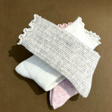 Hommy Frill Wool Crew Socks in White