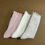 Hommy Frill Wool Crew Socks in White