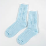 Fisherman Wool Crew Socks in Blue