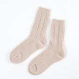Fisherman Wool Crew Socks in Camel