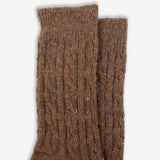 Cable Neb Crew Socks in Brown