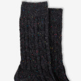 Cable Neb Crew Socks in Charcoal