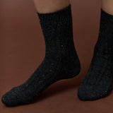 Cable Neb Crew Socks in Charcoal